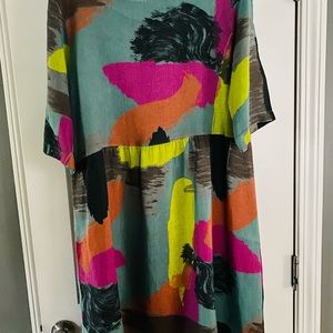 Bella Amore linen dress, size L. Multicolored. Made in Italy